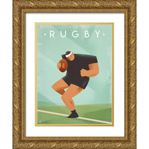 Rugby Gold Ornate Wood Framed Art Print with Double Matting by Wickstrom, Martin