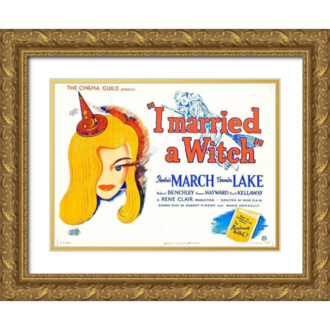 I Married a Witch - Veronica Lake Gold Ornate Wood Framed Art Print with Double Matting by Hollywood Photo Archive