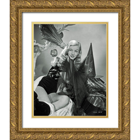 I Married a Witch - Veronica Lake Gold Ornate Wood Framed Art Print with Double Matting by Hollywood Photo Archive