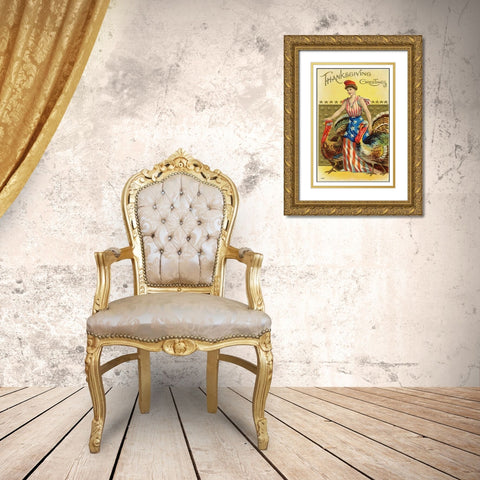 Thanksgiving Fairy Litho Gold Ornate Wood Framed Art Print with Double Matting by Hollywood Photo Archive