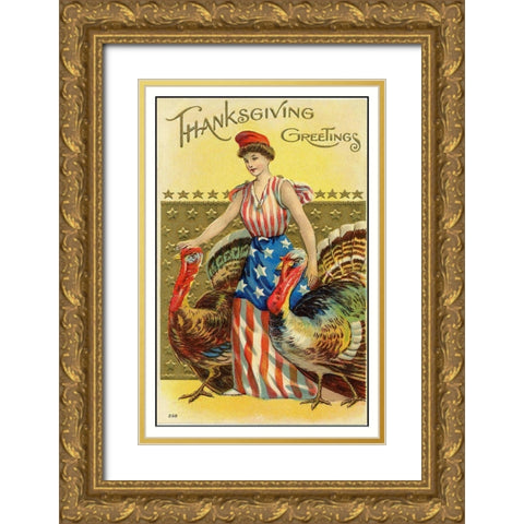 Thanksgiving Fairy Litho Gold Ornate Wood Framed Art Print with Double Matting by Hollywood Photo Archive