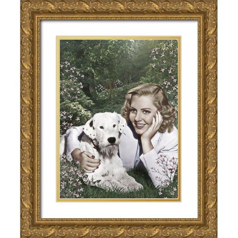 Jean Arthur Gold Ornate Wood Framed Art Print with Double Matting by Hollywood Photo Archive