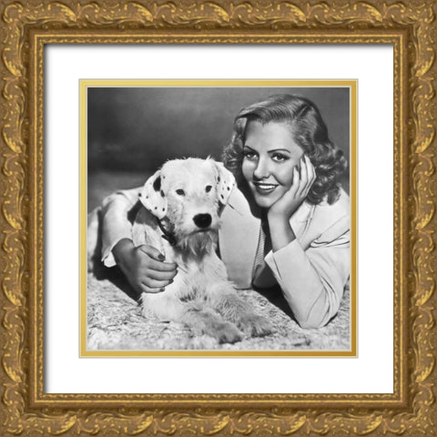 Jean Arthur Gold Ornate Wood Framed Art Print with Double Matting by Hollywood Photo Archive