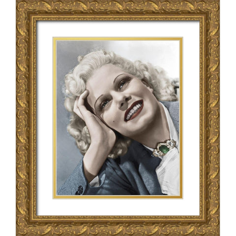 Jean Harlow Gold Ornate Wood Framed Art Print with Double Matting by Hollywood Photo Archive