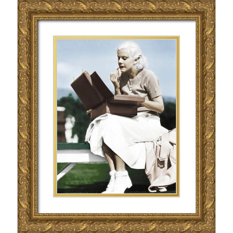 Jean Harlow Gold Ornate Wood Framed Art Print with Double Matting by Hollywood Photo Archive