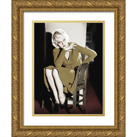 Jean Harlow Gold Ornate Wood Framed Art Print with Double Matting by Hollywood Photo Archive