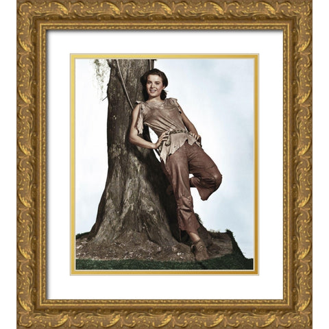 Jean Peters Gold Ornate Wood Framed Art Print with Double Matting by Hollywood Photo Archive