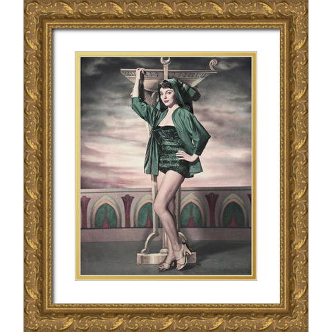 Joan Collins Gold Ornate Wood Framed Art Print with Double Matting by Hollywood Photo Archive