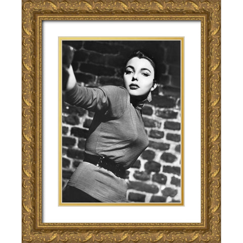 Joan Collins Gold Ornate Wood Framed Art Print with Double Matting by Hollywood Photo Archive