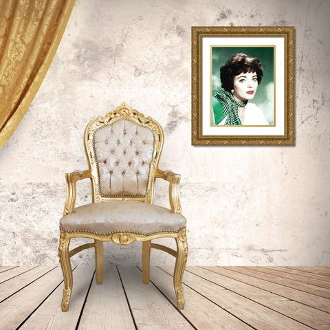 Joan Collins Gold Ornate Wood Framed Art Print with Double Matting by Hollywood Photo Archive