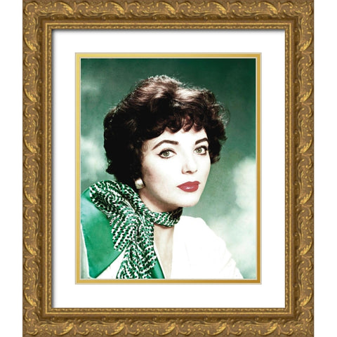Joan Collins Gold Ornate Wood Framed Art Print with Double Matting by Hollywood Photo Archive