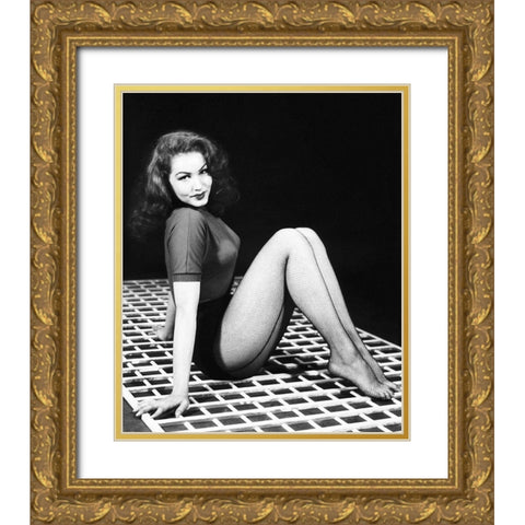 Julie Newmar Gold Ornate Wood Framed Art Print with Double Matting by Hollywood Photo Archive
