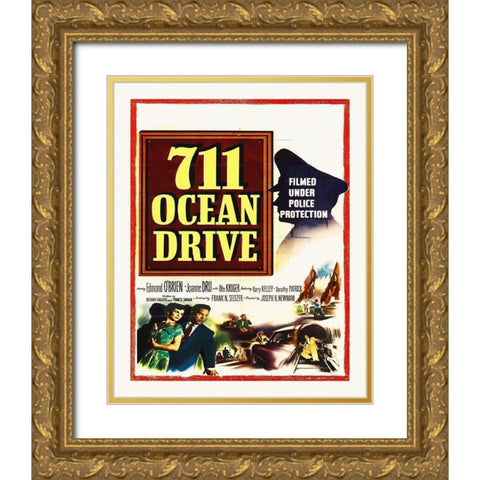 711 Ocean Drive Gold Ornate Wood Framed Art Print with Double Matting by Hollywood Photo Archive