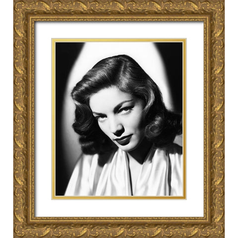Lauren Bacall Gold Ornate Wood Framed Art Print with Double Matting by Hollywood Photo Archive