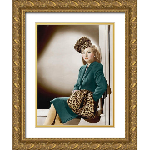 Lenore Aubert Gold Ornate Wood Framed Art Print with Double Matting by Hollywood Photo Archive