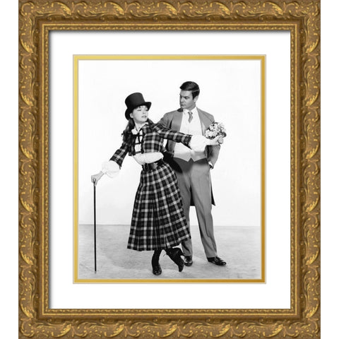 Leslie Caron Gold Ornate Wood Framed Art Print with Double Matting by Hollywood Photo Archive