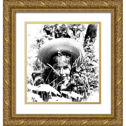 Leslie Caron Gold Ornate Wood Framed Art Print with Double Matting by Hollywood Photo Archive