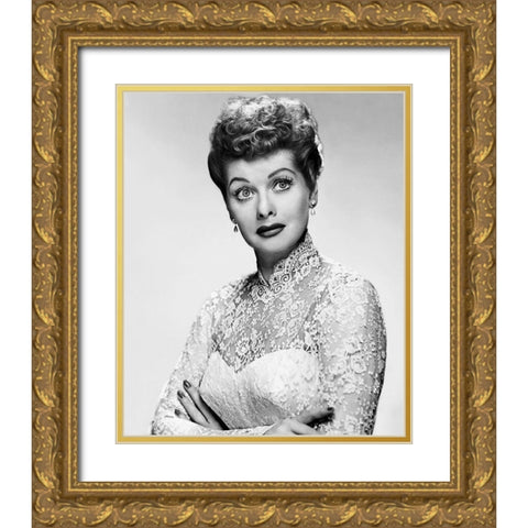 Lucille Ball Gold Ornate Wood Framed Art Print with Double Matting by Hollywood Photo Archive