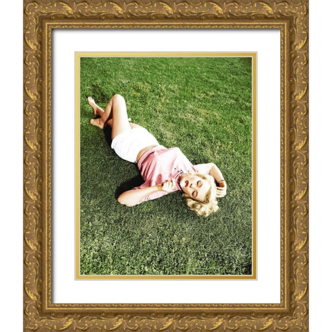 Marilyn Monroe Gold Ornate Wood Framed Art Print with Double Matting by Hollywood Photo Archive