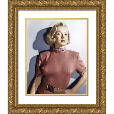 Marilyn Monroe Gold Ornate Wood Framed Art Print with Double Matting by Hollywood Photo Archive
