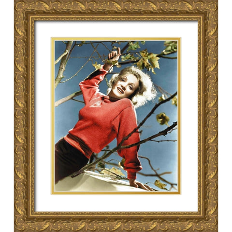 Marlene Dietrich Gold Ornate Wood Framed Art Print with Double Matting by Hollywood Photo Archive