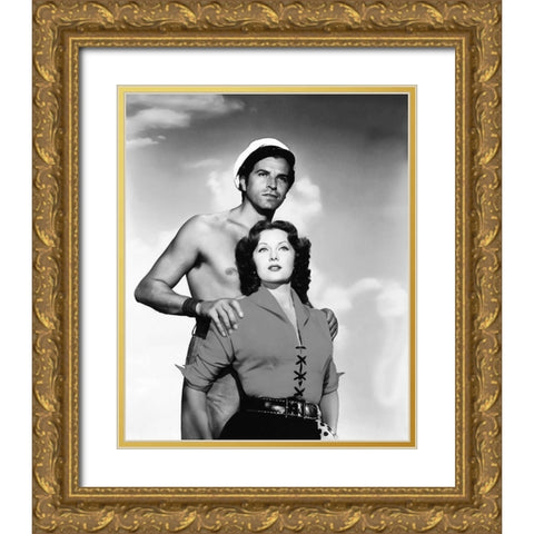 Rhonda Fleming - Jivaro Gold Ornate Wood Framed Art Print with Double Matting by Hollywood Photo Archive