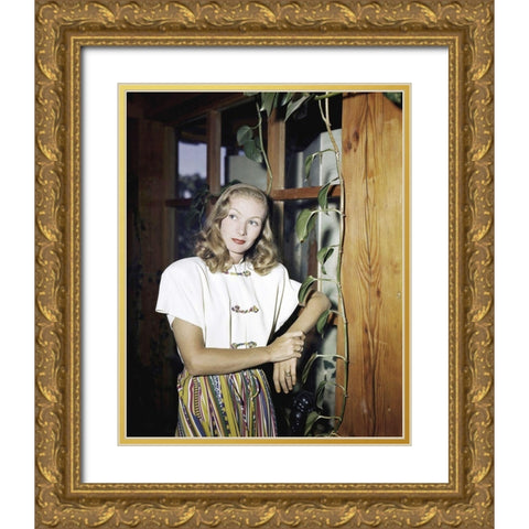 Veronica Lake Gold Ornate Wood Framed Art Print with Double Matting by Hollywood Photo Archive