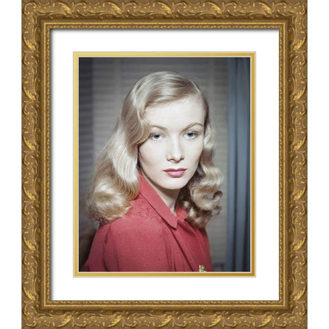Veronica Lake Gold Ornate Wood Framed Art Print with Double Matting by Hollywood Photo Archive