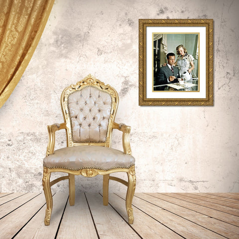 Dick Powell and June Allyson Gold Ornate Wood Framed Art Print with Double Matting by Hollywood Photo Archive