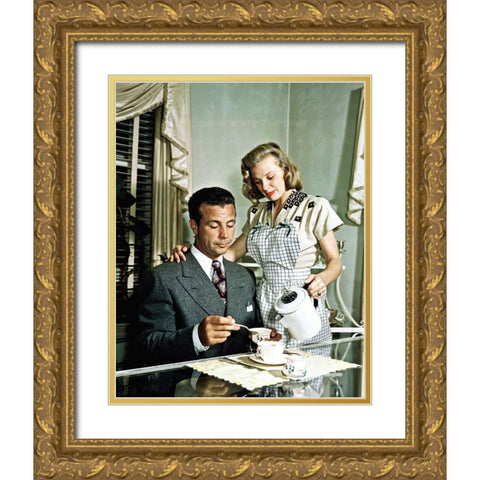 Dick Powell and June Allyson Gold Ornate Wood Framed Art Print with Double Matting by Hollywood Photo Archive