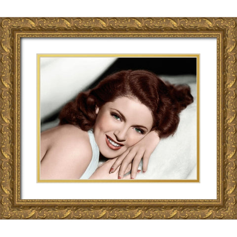 Lana Turner Gold Ornate Wood Framed Art Print with Double Matting by Hollywood Photo Archive