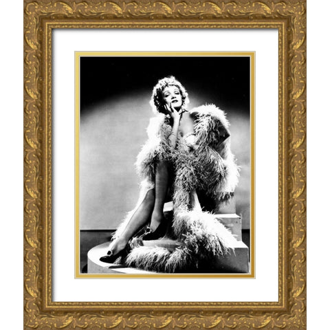 Marlene Dietrich Gold Ornate Wood Framed Art Print with Double Matting by Hollywood Photo Archive