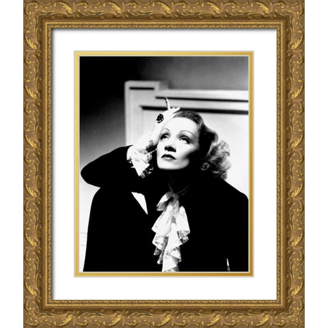 Marlene Dietrich Gold Ornate Wood Framed Art Print with Double Matting by Hollywood Photo Archive