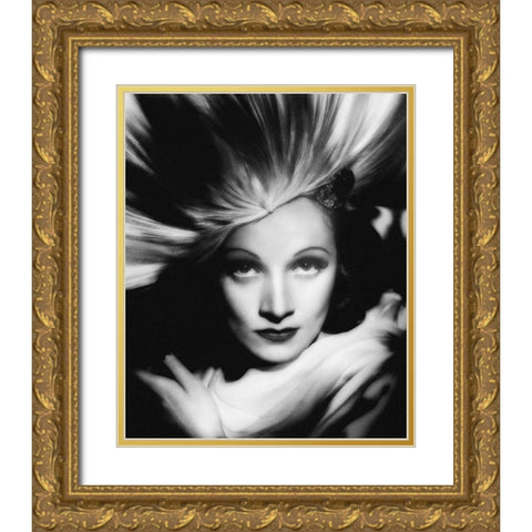 Marlene Dietrich Gold Ornate Wood Framed Art Print with Double Matting by Hollywood Photo Archive