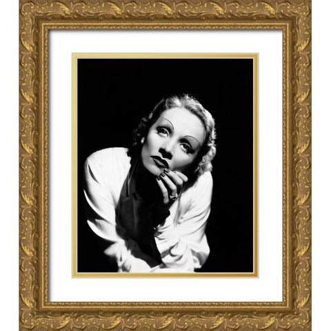 Marlene Dietrich Gold Ornate Wood Framed Art Print with Double Matting by Hollywood Photo Archive