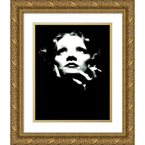 Marlene Dietrich Gold Ornate Wood Framed Art Print with Double Matting by Hollywood Photo Archive