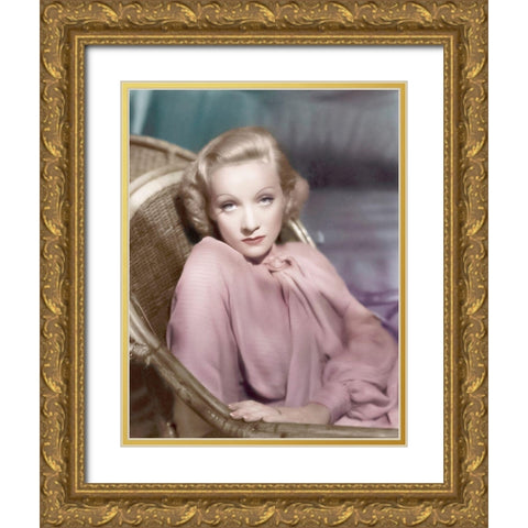 Marlene Dietrich Gold Ornate Wood Framed Art Print with Double Matting by Hollywood Photo Archive