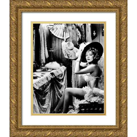 Marlene Dietrich Gold Ornate Wood Framed Art Print with Double Matting by Hollywood Photo Archive