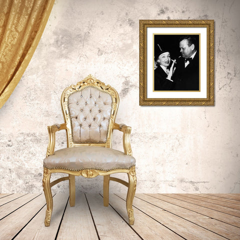 Marlene Dietrich Gold Ornate Wood Framed Art Print with Double Matting by Hollywood Photo Archive