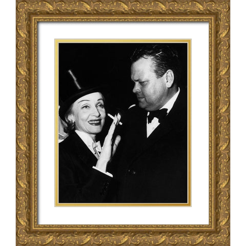 Marlene Dietrich Gold Ornate Wood Framed Art Print with Double Matting by Hollywood Photo Archive