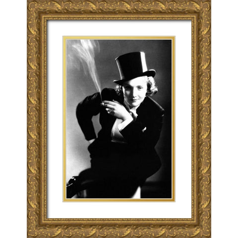 Marlene Dietrich Gold Ornate Wood Framed Art Print with Double Matting by Hollywood Photo Archive