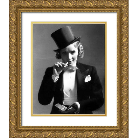 Marlene Dietrich Gold Ornate Wood Framed Art Print with Double Matting by Hollywood Photo Archive
