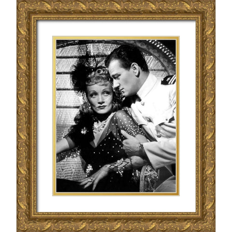 Marlene Dietrich Gold Ornate Wood Framed Art Print with Double Matting by Hollywood Photo Archive