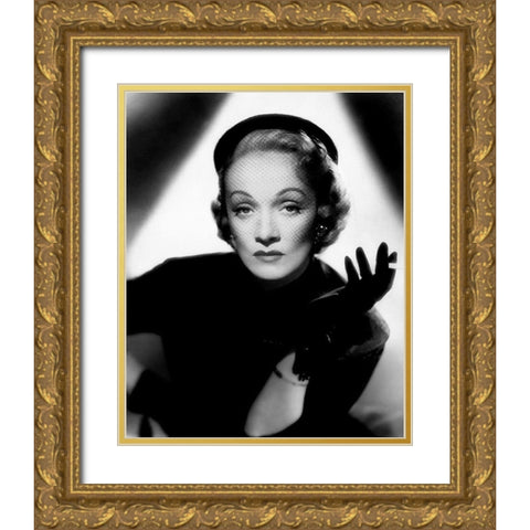 Marlene Dietrich Gold Ornate Wood Framed Art Print with Double Matting by Hollywood Photo Archive