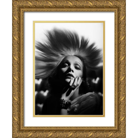Marlene Dietrich Gold Ornate Wood Framed Art Print with Double Matting by Hollywood Photo Archive