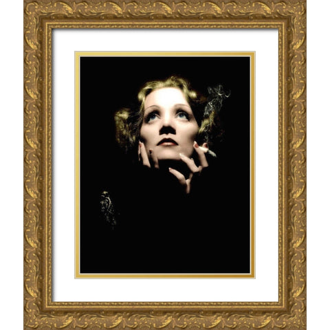 Marlene Dietrich Gold Ornate Wood Framed Art Print with Double Matting by Hollywood Photo Archive