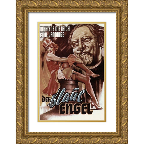 German - Marlene Dietrich - Blue Angel Gold Ornate Wood Framed Art Print with Double Matting by Hollywood Photo Archive