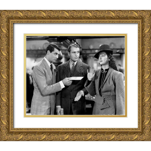 Cary Grant - His Girl Friday Gold Ornate Wood Framed Art Print with Double Matting by Hollywood Photo Archive