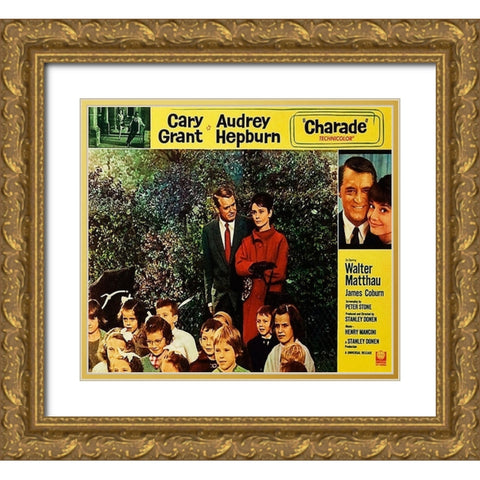 Cary Grant - Charade - Lobby Card Gold Ornate Wood Framed Art Print with Double Matting by Hollywood Photo Archive