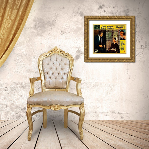 Cary Grant - Charade - Lobby Card Gold Ornate Wood Framed Art Print with Double Matting by Hollywood Photo Archive